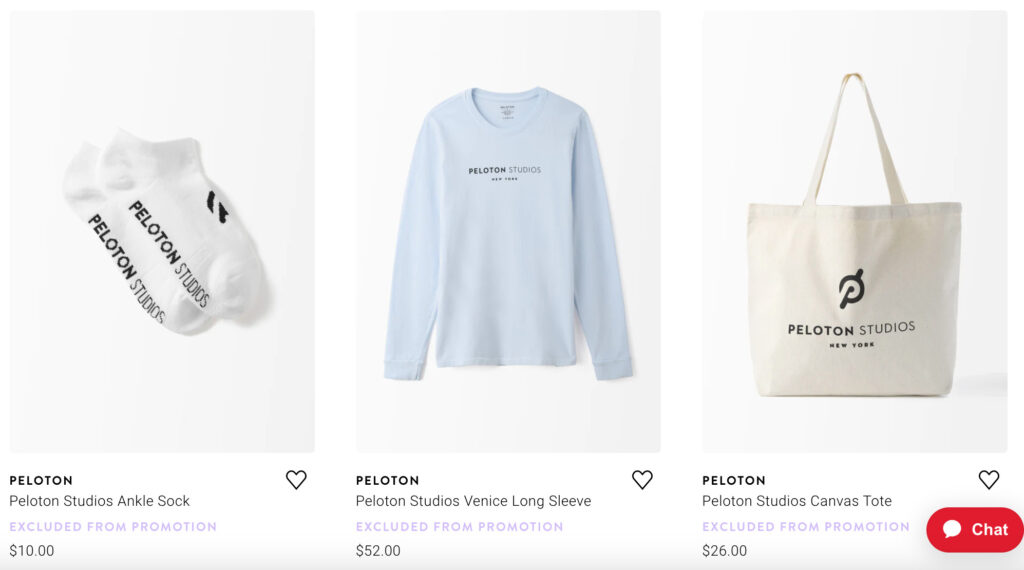 PSNY Studio Collection on Peloton Apparel website.